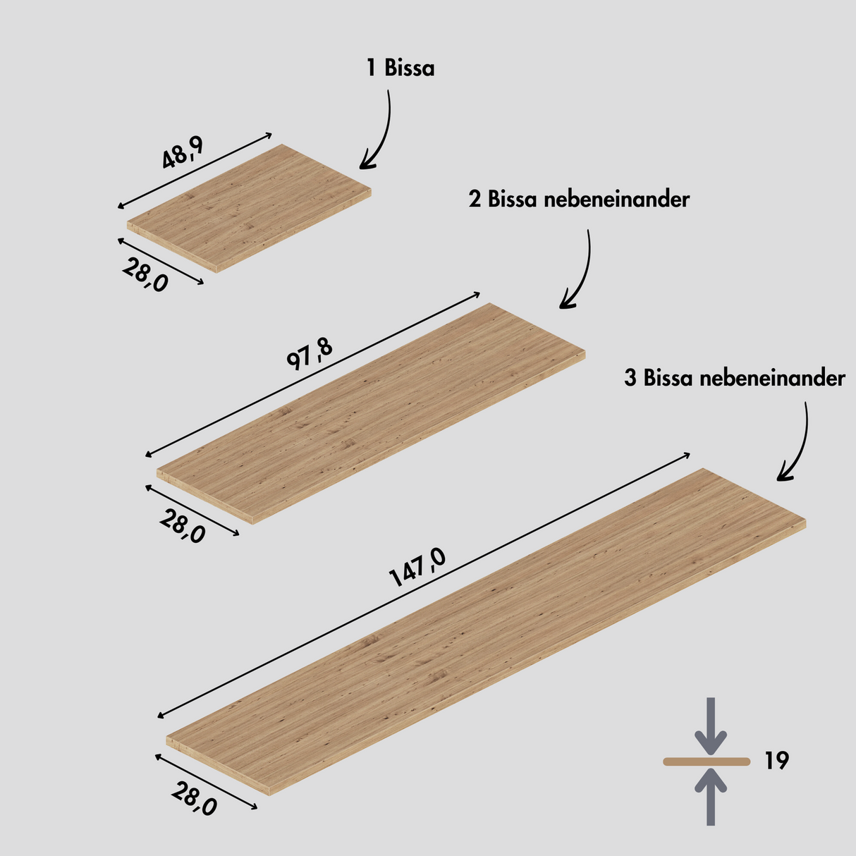Holzplatte für IKEA Bissa Schuhschrank in verschiedenen Größen - Eiche, Abdeckplatte für Schuhregal Holzplatte Clutter Cover
