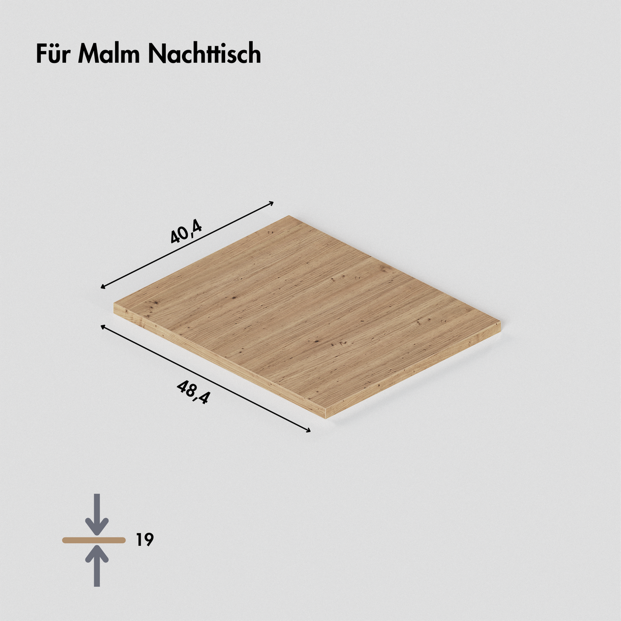 Holzplatte für IKEA Malm Nachttisch, Eiche – Deckplatte für Malm Kommode, 40,4 x 48,4 x 1,9 cm Holzplatte Clutter Cover