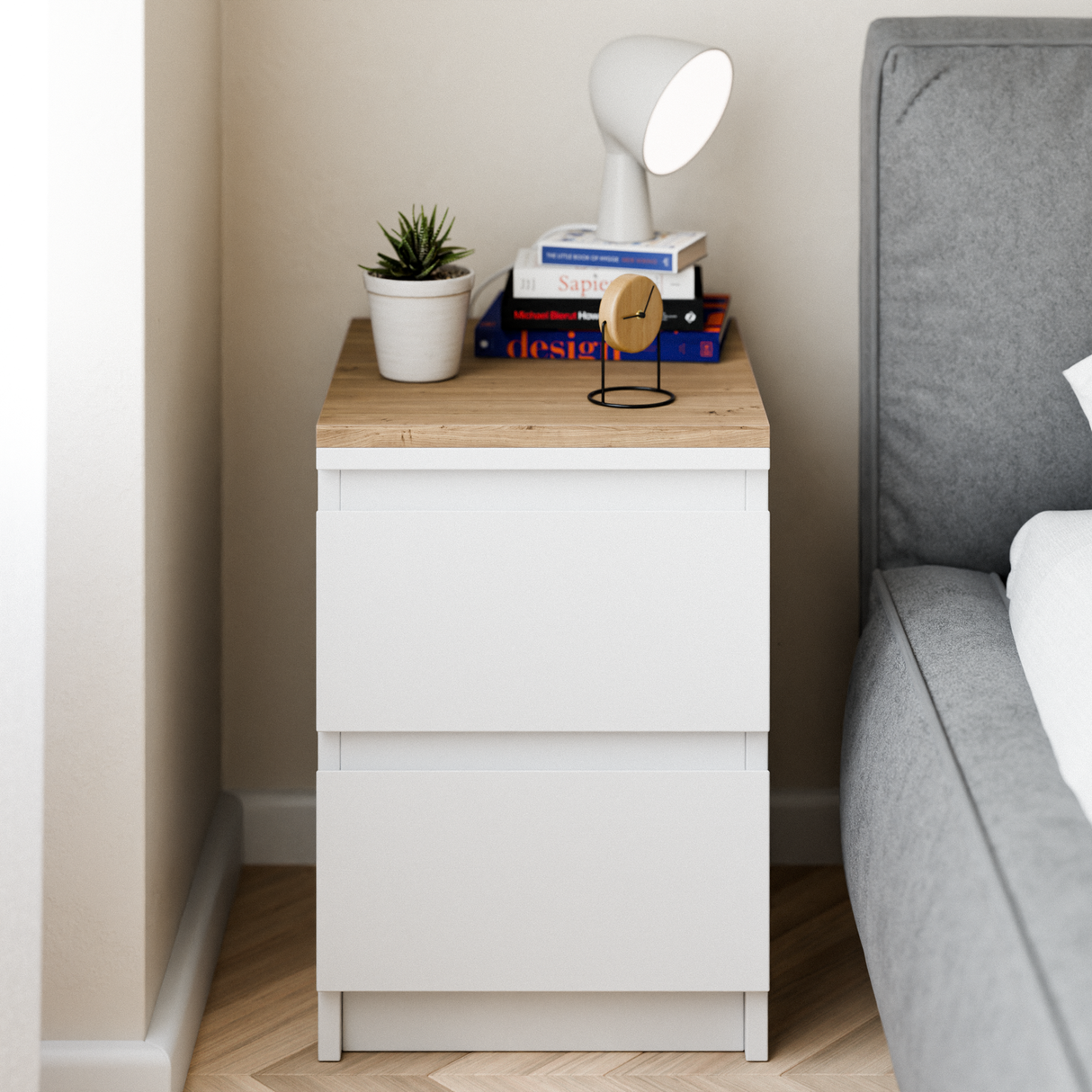 Holzplatte für IKEA Malm Nachttisch, Eiche – Deckplatte für Malm Kommode, 40,4 x 48,4 x 1,9 cm Holzplatte Clutter Cover