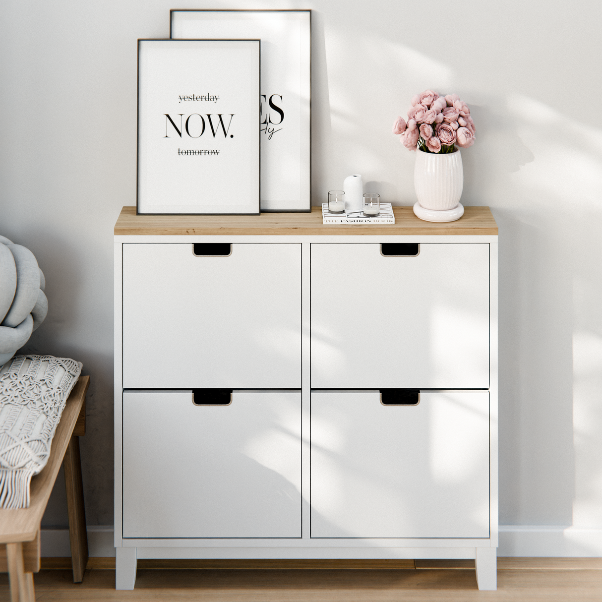 Holzplatte für IKEA Ställ Schuhschrank 95,8 x 17,1cm – Abdeckplatte für Schuhregal mit 4 Fächern Holzplatte Clutter Cover