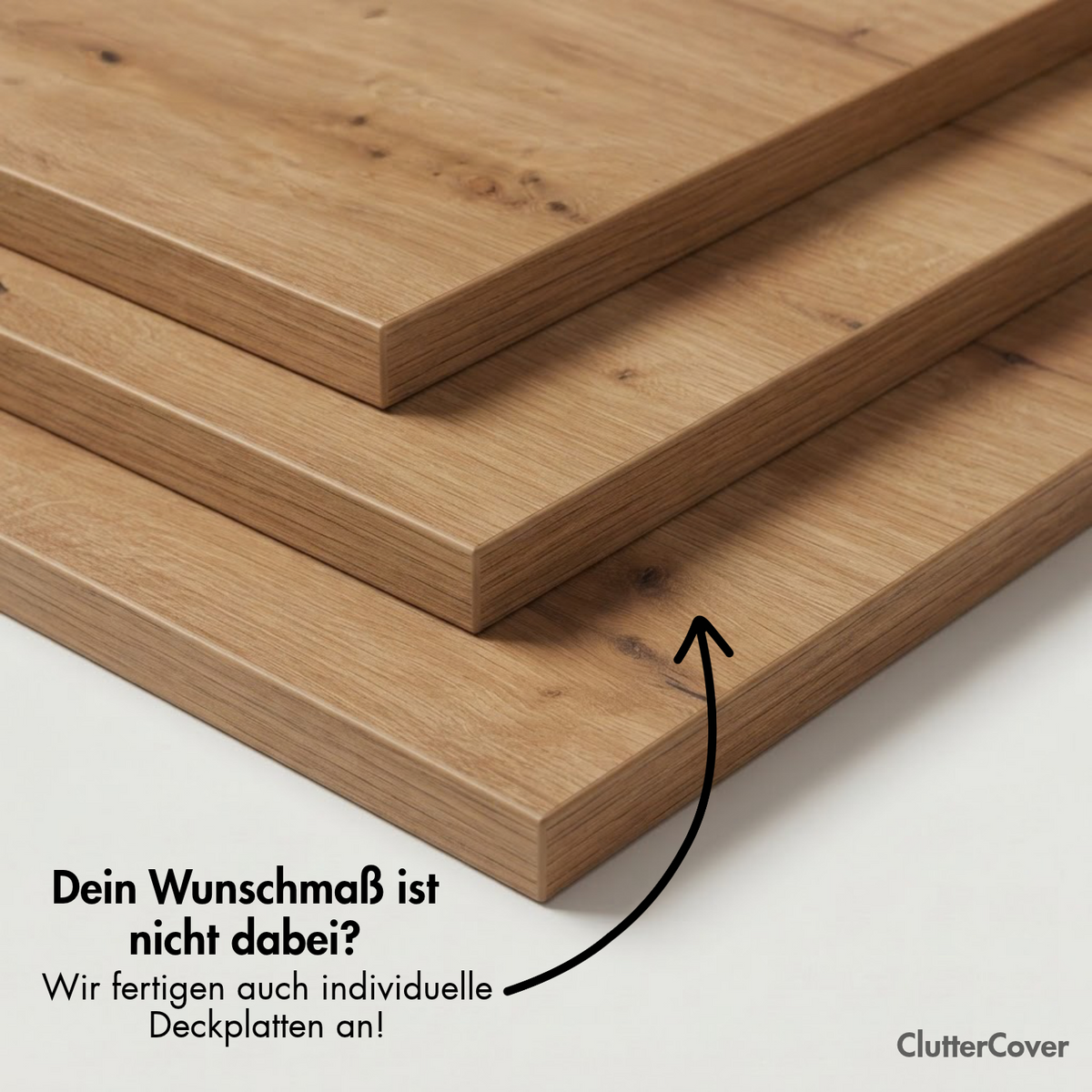 Holzplatte für 4er IKEA Kallax Regal, Eiche - Deckplatte 147 x 39cm Holzplatte Clutter Cover