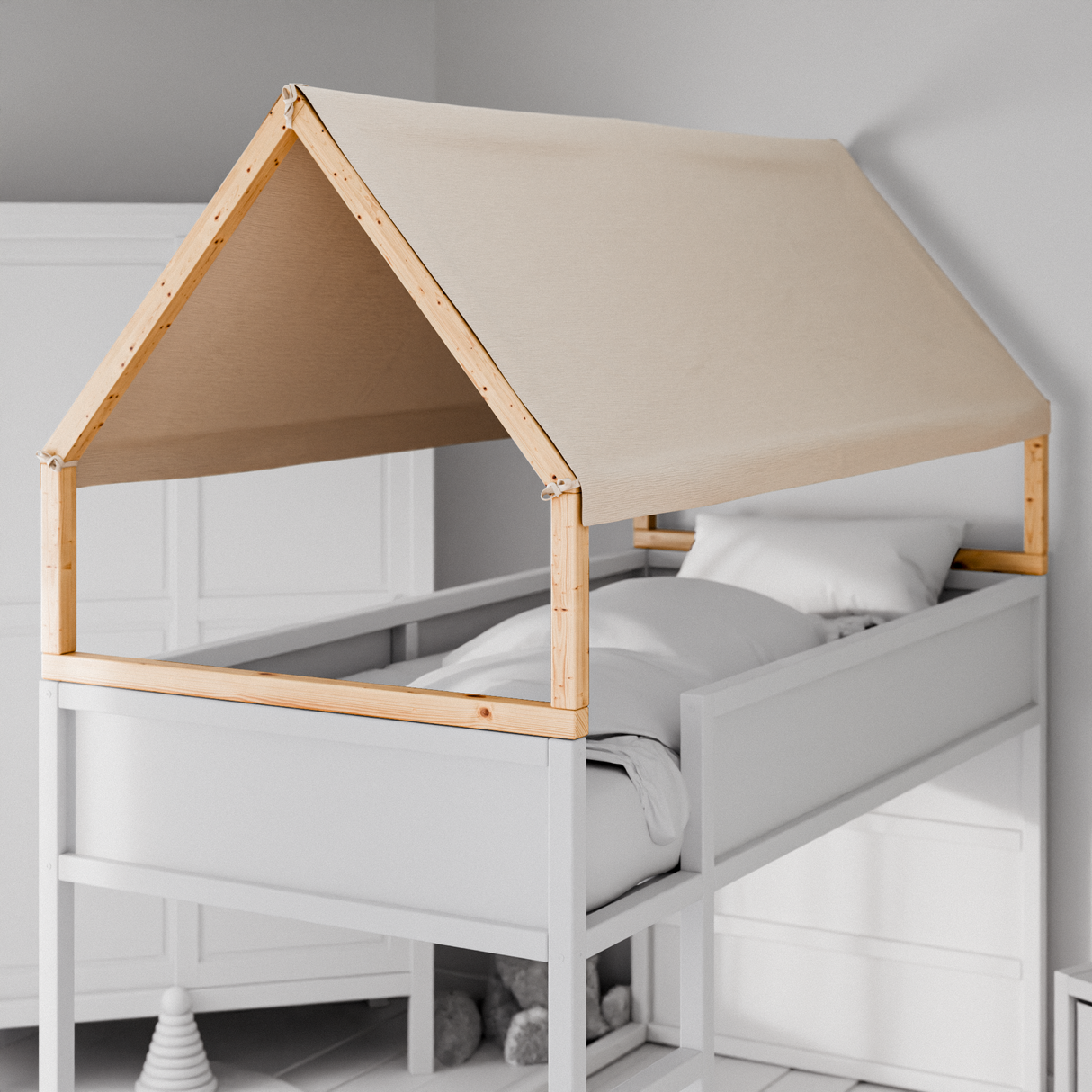 Stoffdach „Lillehus“ für IKEA Kura Bett Stoffdach Clutter Cover