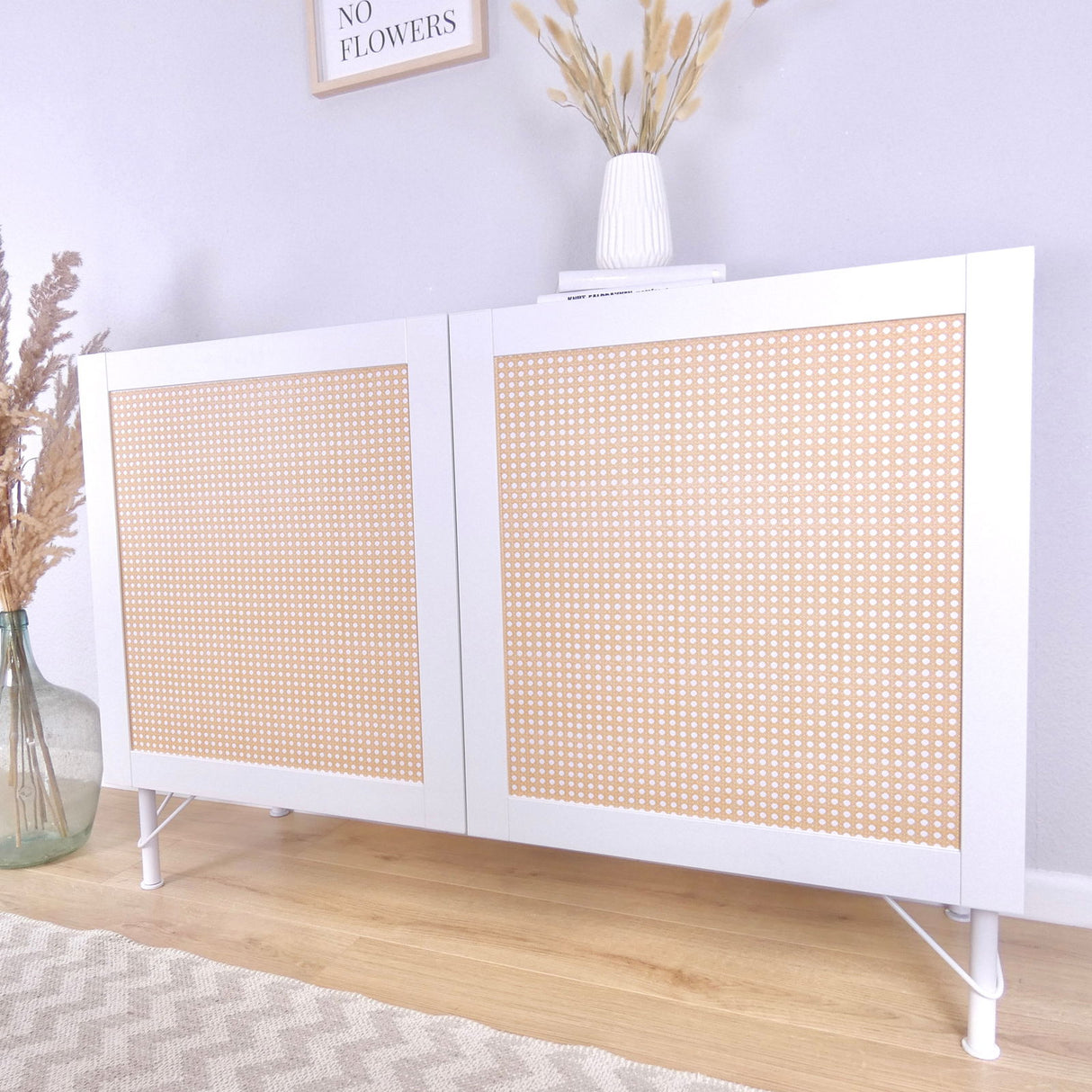 Wiener Geflecht Klebefolie für Ikea Besta Hanviken Tür Boho Rattan Stil Easy Stick Folie 2er-Set Clutter Cover