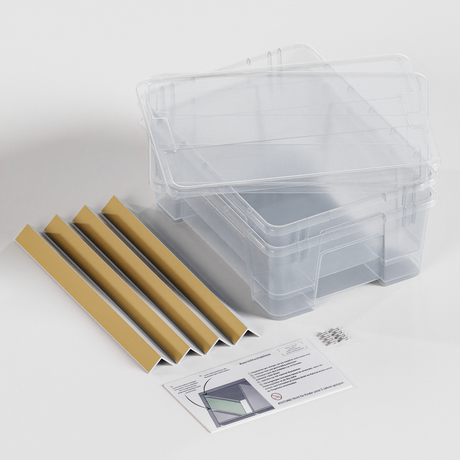 IKEA Kallax Einsatz für Samla Boxen, Schienensystem für transparente Kisten Mit 2x Samla Box + Deckel Clutter Cover