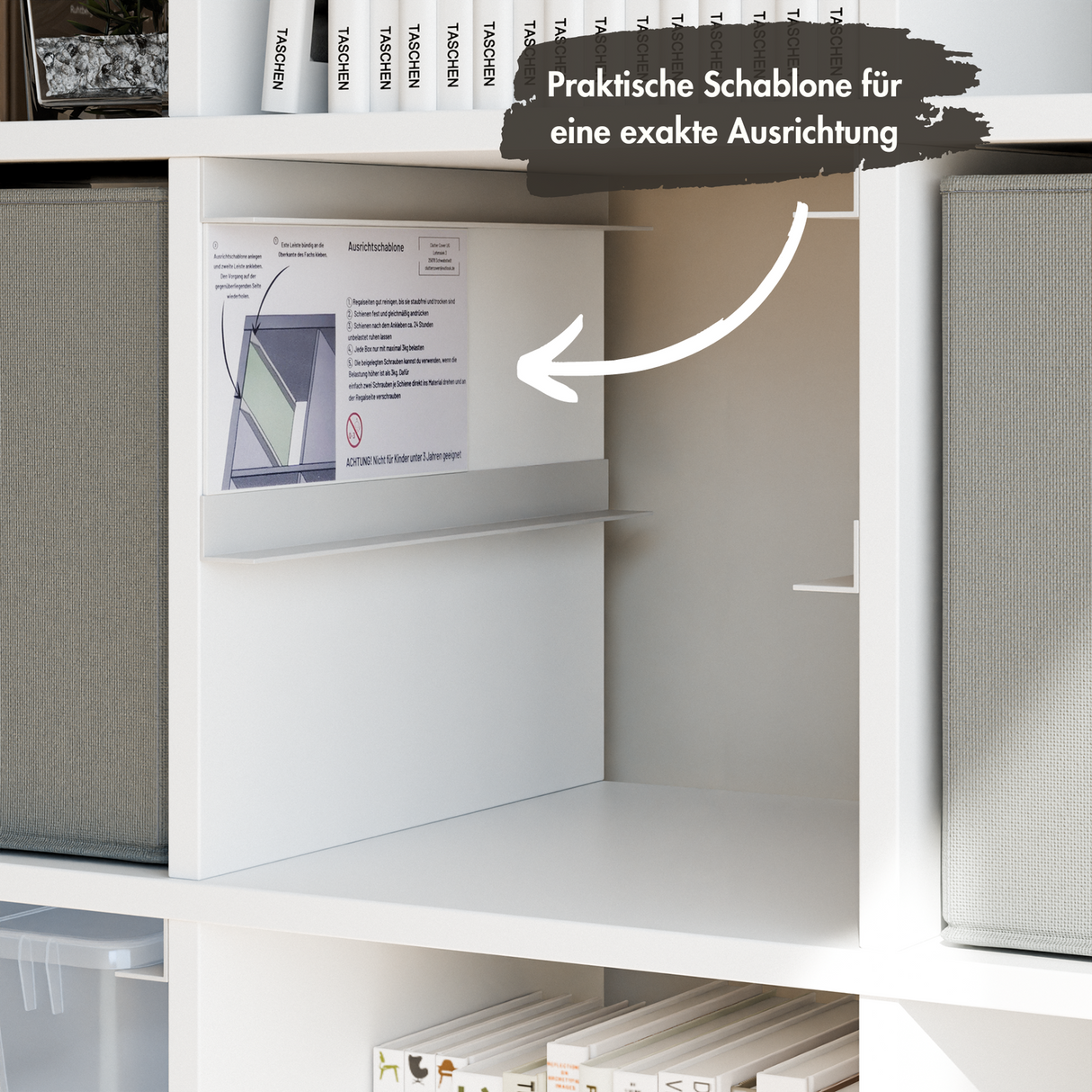 IKEA Kallax Einsatz für Samla Boxen, Schienensystem für transparente Kisten Clutter Cover