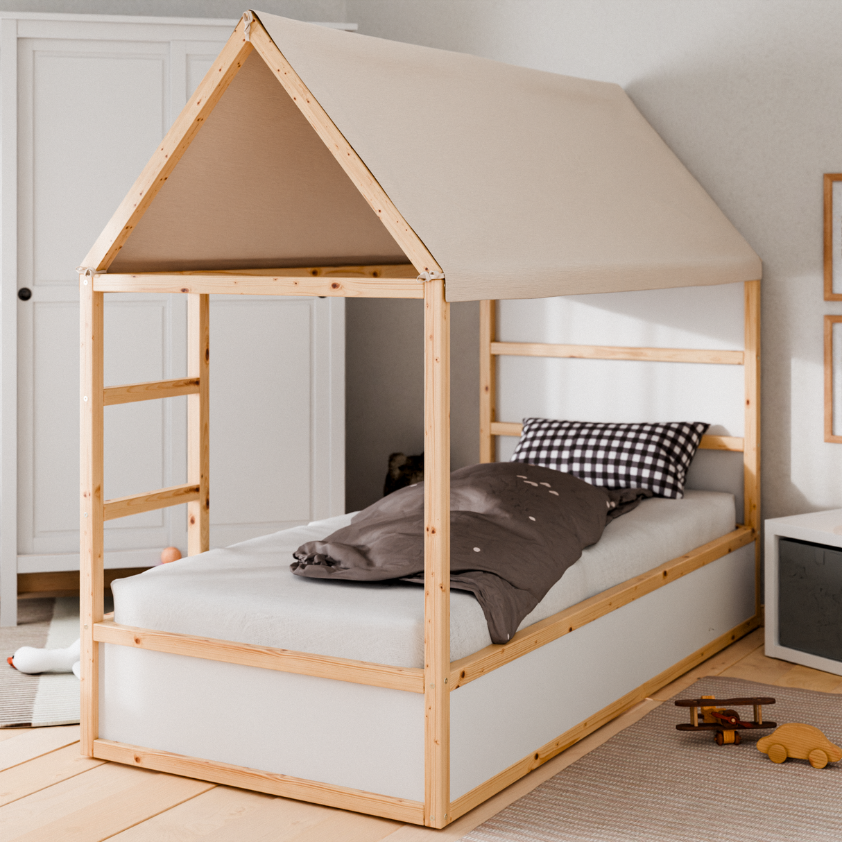 Stoffdach „Lillehus“ für IKEA Kura Bett Stoffdach Clutter Cover