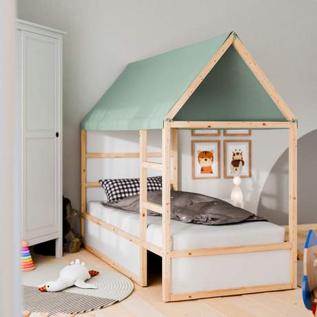 Stoffdach „Lillehus“ für IKEA Kura Bett Stoffdach Clutter Cover