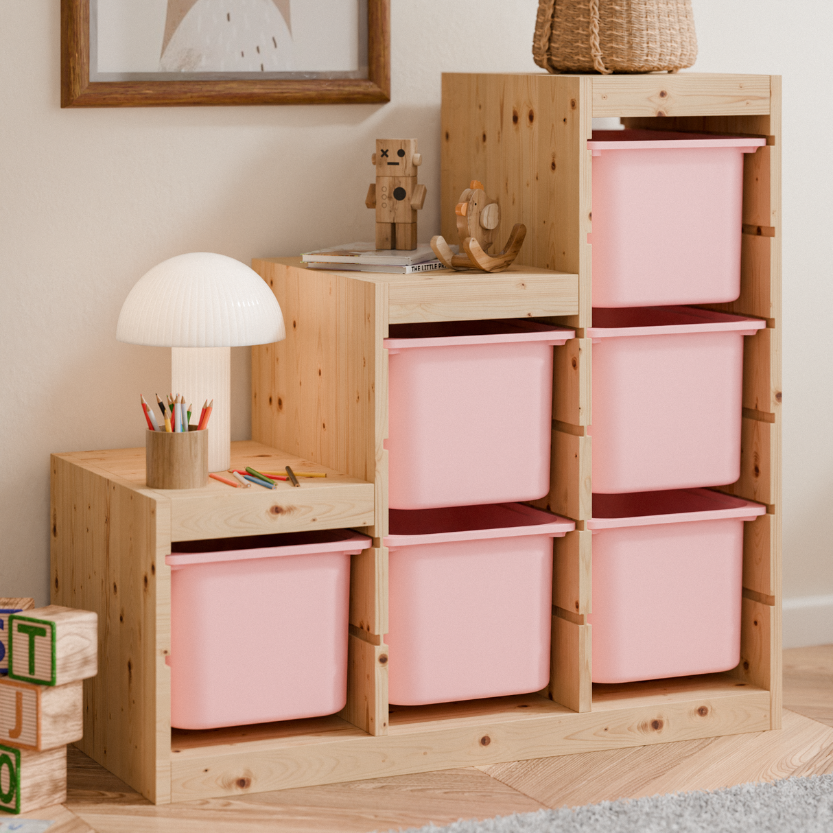 Große Box „TRÖVI“ für IKEA Trofast Regale – 42 × 30 × 23 cm in Rosa Box Kiste Korb Clutter Cover