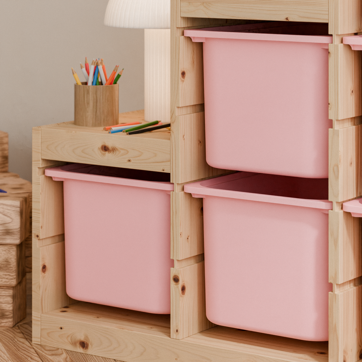 Große Box „TRÖVI“ für IKEA Trofast Regale – 42 × 30 × 23 cm in Rosa Box Kiste Korb Clutter Cover