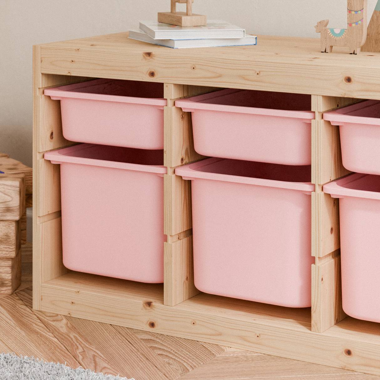Große Box „TRÖVI“ für IKEA Trofast Regale – 42 × 30 × 23 cm in Rosa Box Kiste Korb Clutter Cover