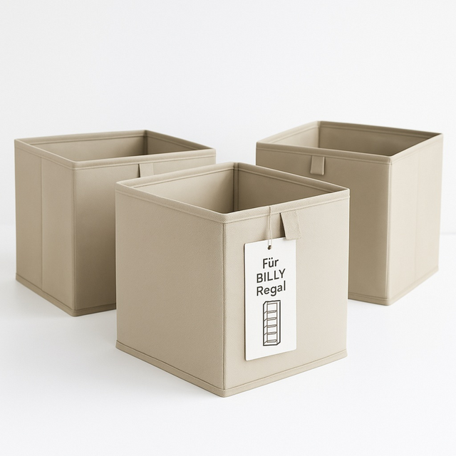 Box für IKEA Billy Regal in Beige, 24 x 24 x 24cm, faltbare Stoffbox Box Kiste Korb Clutter Cover