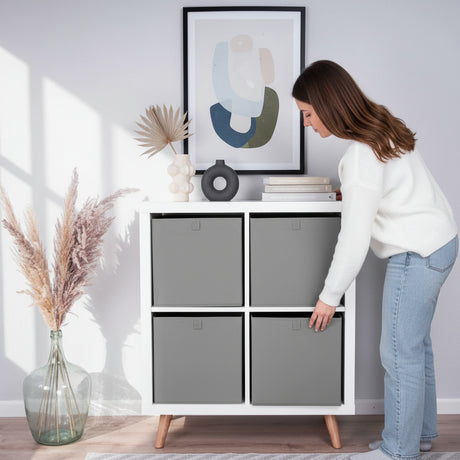 Box für Ikea Kallax Regal, faltbare Stoffbox, Kiste - Grau Box Kiste Korb Clutter Cover