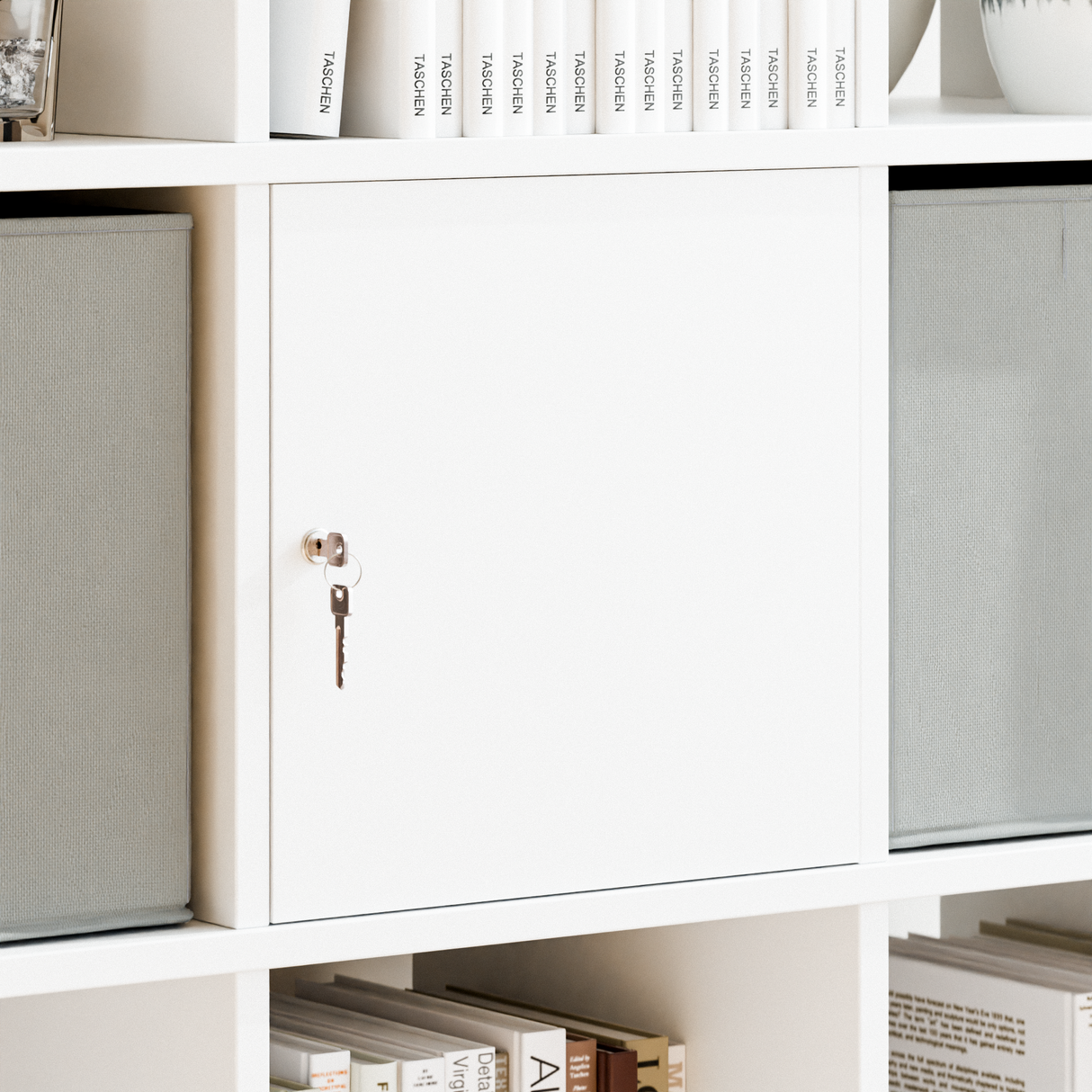 IKEA Kallax abschließbare Tür, weiß - 33 x 33cm, Türeinsatz mit Schloss Tür Clutter Cover