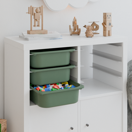 Ikea Kallax Halterung für Trofast Boxen Schienensystem mit passenden Kisten Kallax Einsatz Clutter Cover