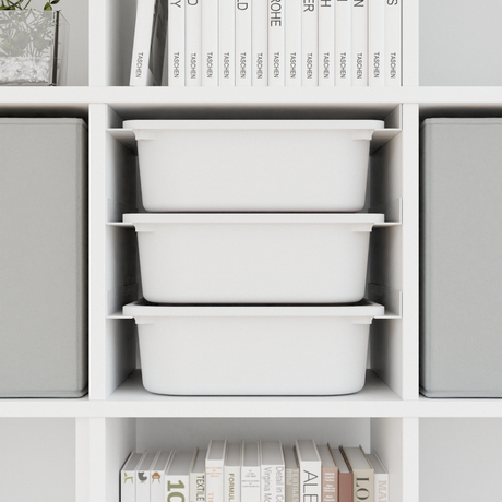 Ikea Kallax Halterung für Trofast Boxen Schienensystem mit passenden Kisten Mit 3x Box (weiß) Kallax Einsatz Clutter Cover