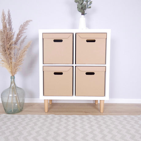 Ikea Kallax Box aus Pappe stabile Kiste mit integriertem Deckel - Braun Clutter Cover
