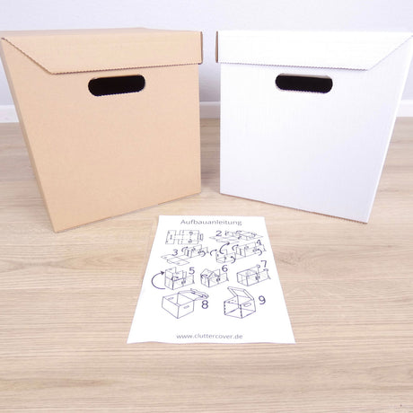 Ikea Kallax Box aus Pappe stabile Kiste mit integriertem Deckel - Braun Clutter Cover