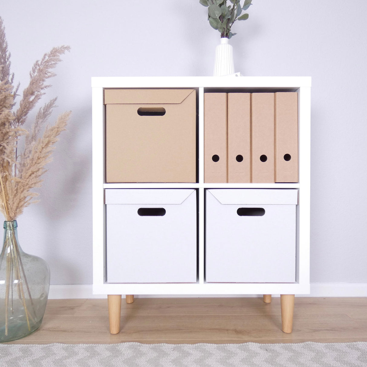 Ikea Kallax Box aus Pappe stabile Kiste mit integriertem Deckel - Braun Clutter Cover