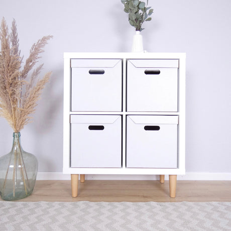 Ikea Kallax Box aus Pappe stabile Kiste mit integriertem Deckel - Weiß Box Kiste Korb Clutter Cover