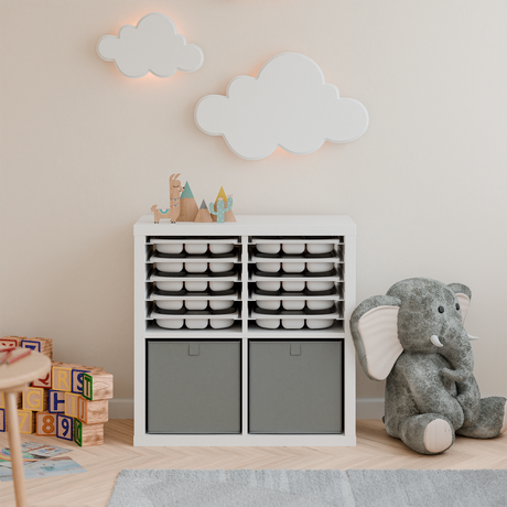 Ikea Kallax Halterung für Trofast Boxen, Schienensystem mit passenden Sortierkästen Kallax Einsatz Clutter Cover