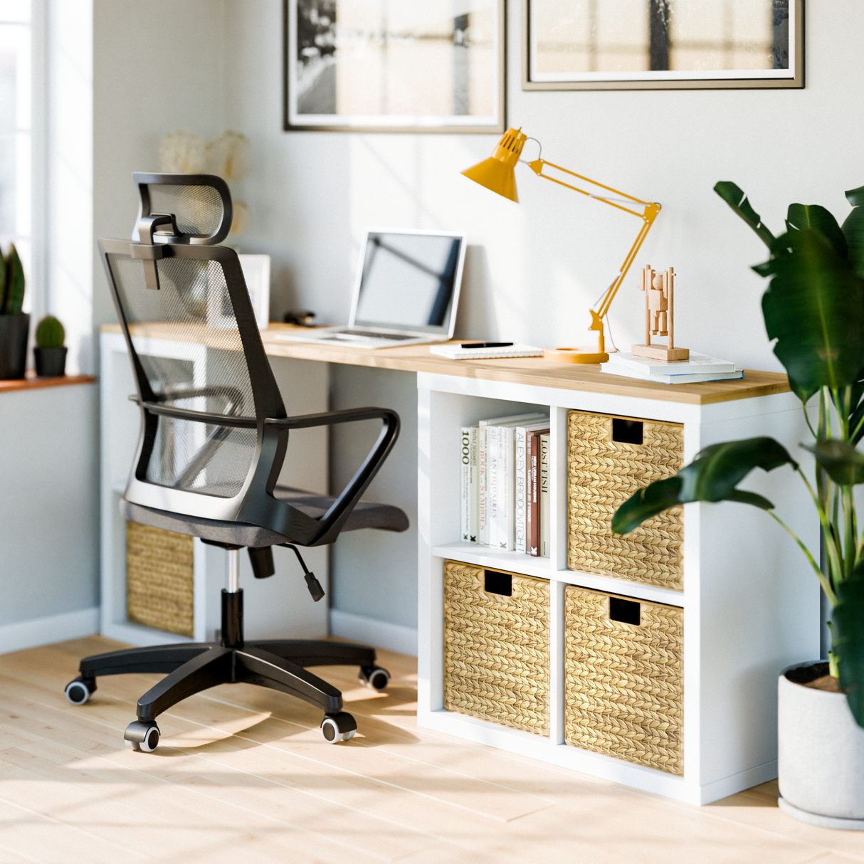 Korb für Kallax Regal aus Wasserhyazinthe 32 x 34,5 x 32cm, Seegras-Flechtkorb Box Kiste Korb Clutter Cover