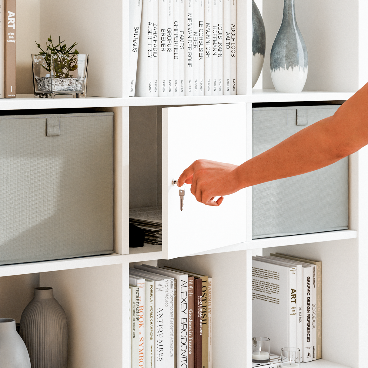 IKEA Kallax abschließbare Tür, weiß - 33 x 33cm, Türeinsatz mit Schloss Tür Clutter Cover