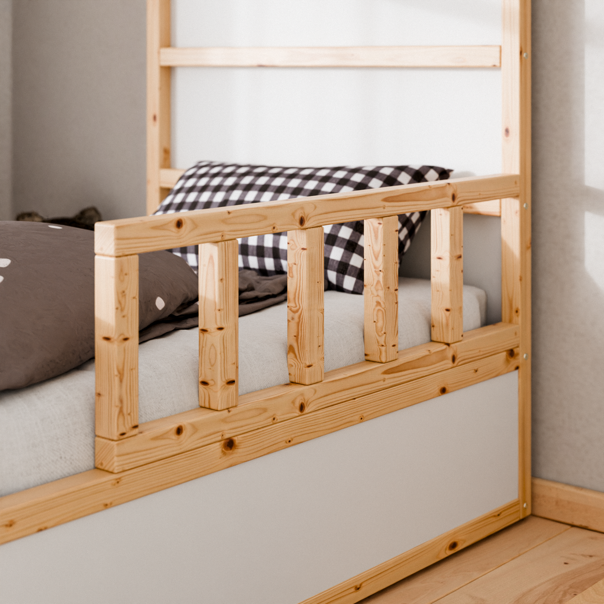 Gitter für IKEA Kura Bett, Rausfallschutz aus Holz 100 x 30cm Rausfallschutz Clutter Cover
