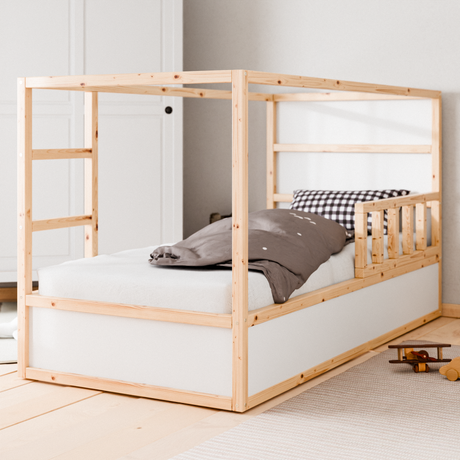 Gitter für IKEA Kura Bett, Rausfallschutz aus Holz 100 x 30cm Rausfallschutz Clutter Cover