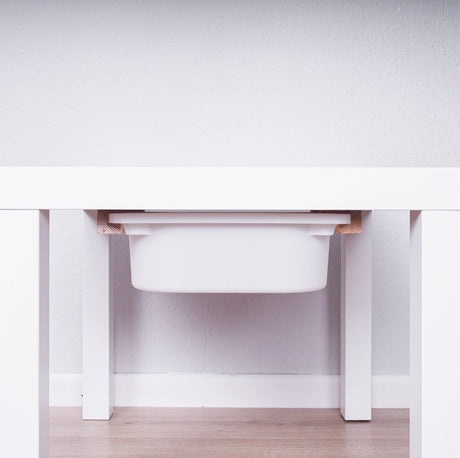 Ikea Lack Tisch Halterung für Trofast Boxen, Holz-Schiene, Halteschiene für Spieltisch, wahlweise inkl. Box mit Box (weiß) Clutter Cover