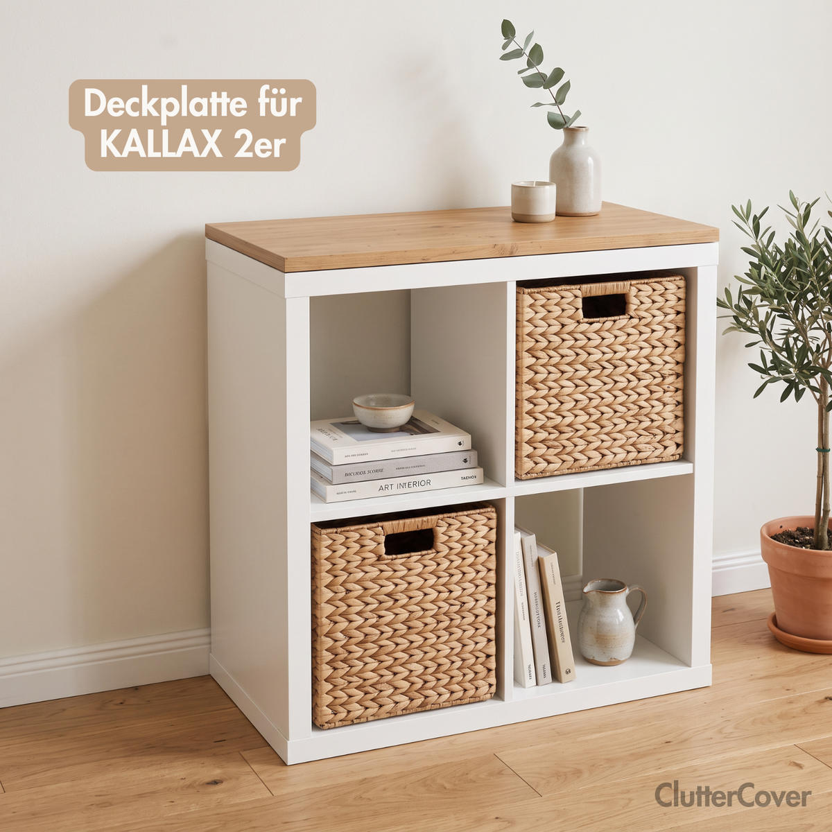 Holzplatte für IKEA Kallax Regal 1er, 2er, 3er oder 4er - Eiche Deckplatte 2er Kallax (765 x 392) Holzplatte Clutter Cover