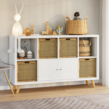 Kallax Rattan Korb mit Wiener Geflecht und Holzrahmen, 32 x 34 x 32cm Kallax Einsatz Clutter Cover