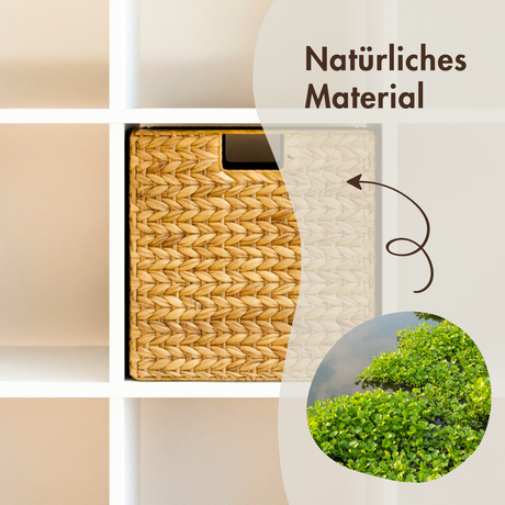 Korb für Kallax Regal aus Wasserhyazinthe 32 x 34,5 x 32cm, Seegras-Flechtkorb Box Kiste Korb Clutter Cover