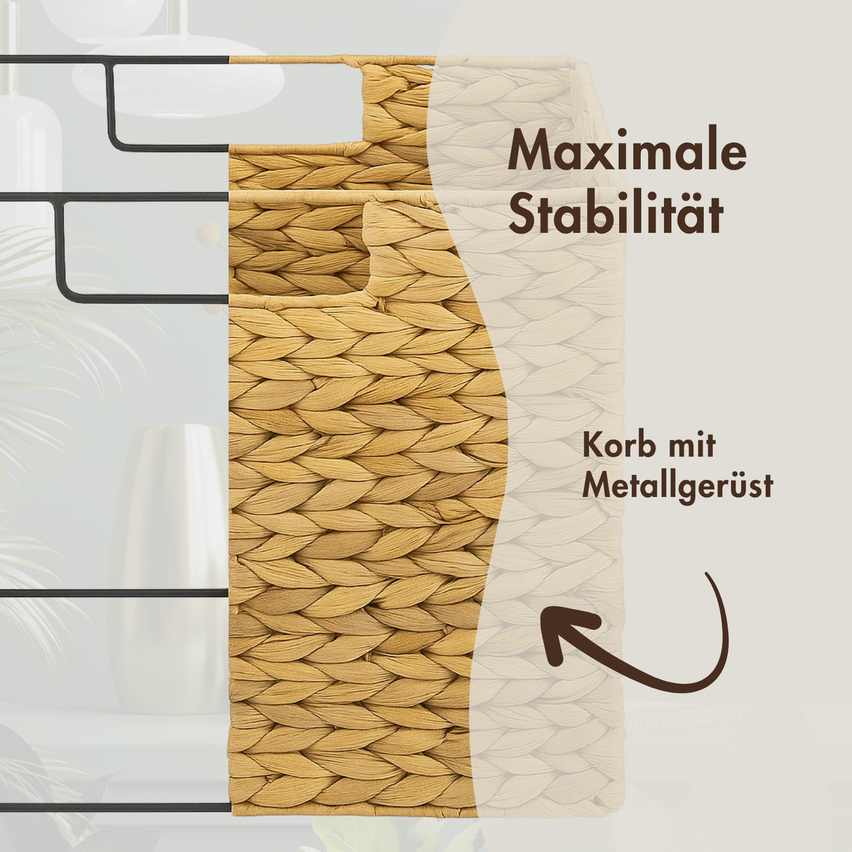 Korb für Kallax Regal aus Wasserhyazinthe 32 x 34,5 x 32cm, Seegras-Flechtkorb Box Kiste Korb Clutter Cover