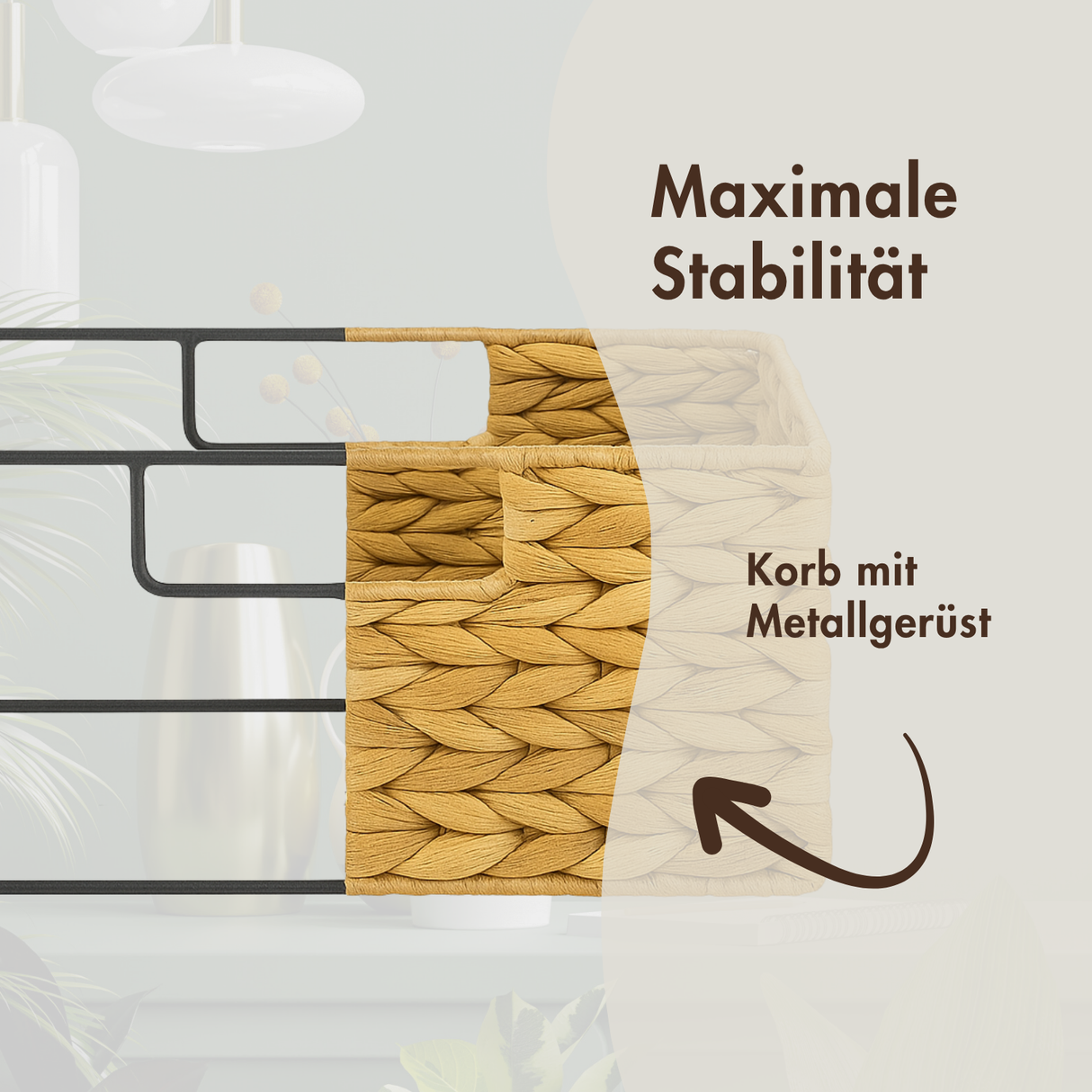 2er Set Korb aus Wasserhyazinthe 30 x 34 x 15cm für halbes Kallax Fach, Flechtkorb Kallax Einsatz Clutter Cover