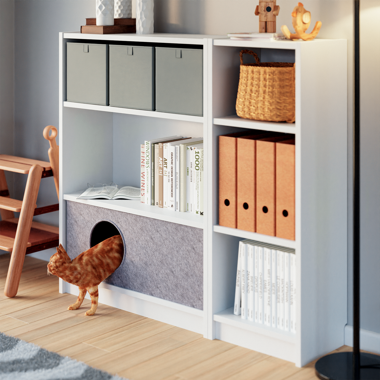 Katzenhöhle für IKEA Billy Regal 75 x 25 x 29cm, Filzhöhle für Katzen Billy Einsatz Clutter Cover