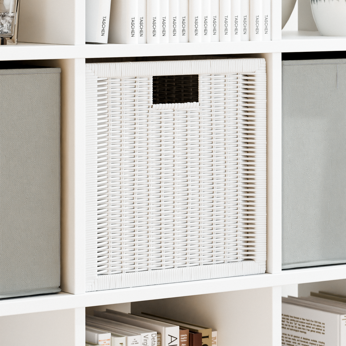 IKEA Kallax Korb, 32 x 32 x 34cm - Rattan, Geflecht - weiß Box Kiste Korb Clutter Cover