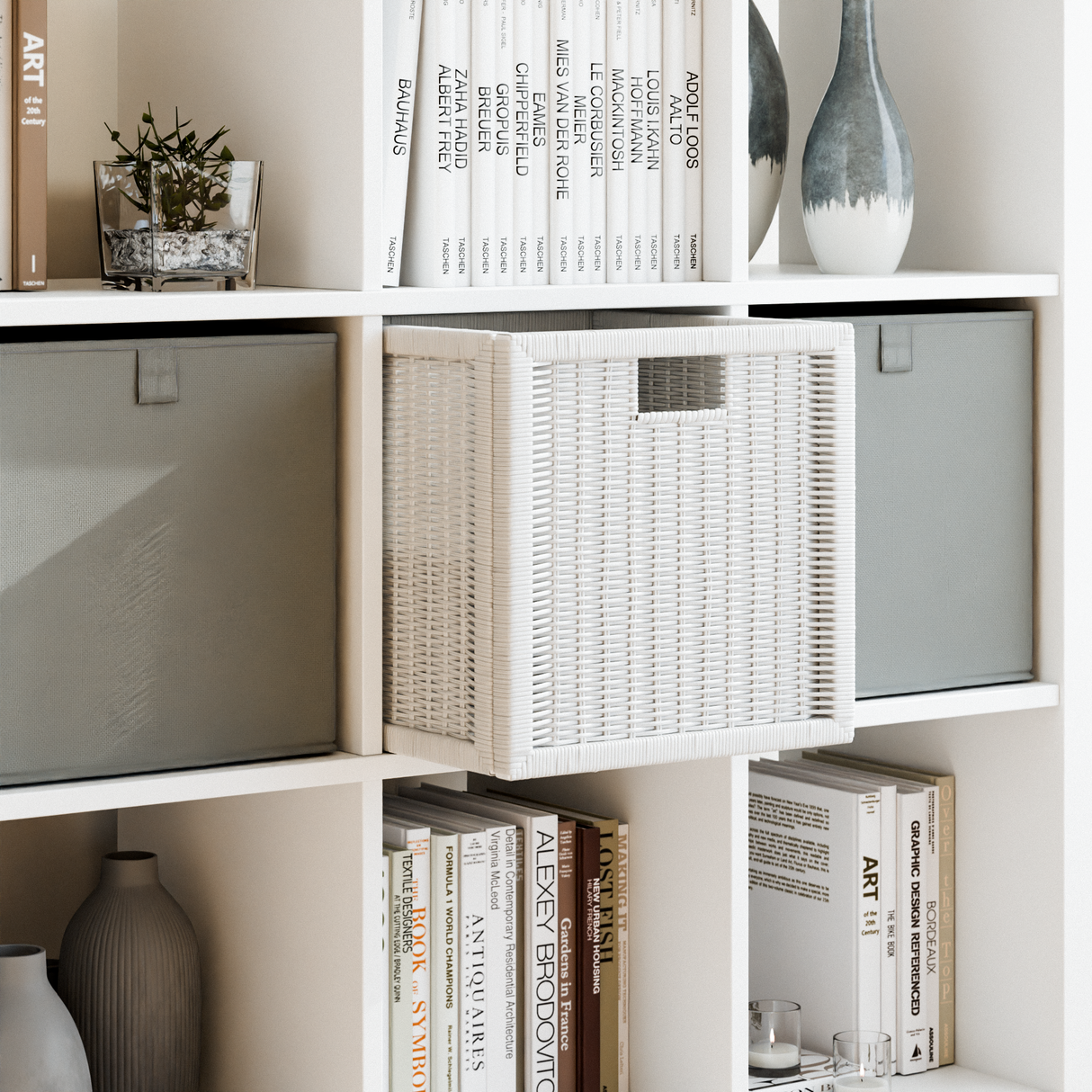 IKEA Kallax Korb, 32 x 32 x 34cm - Rattan, Geflecht - weiß Box Kiste Korb Clutter Cover