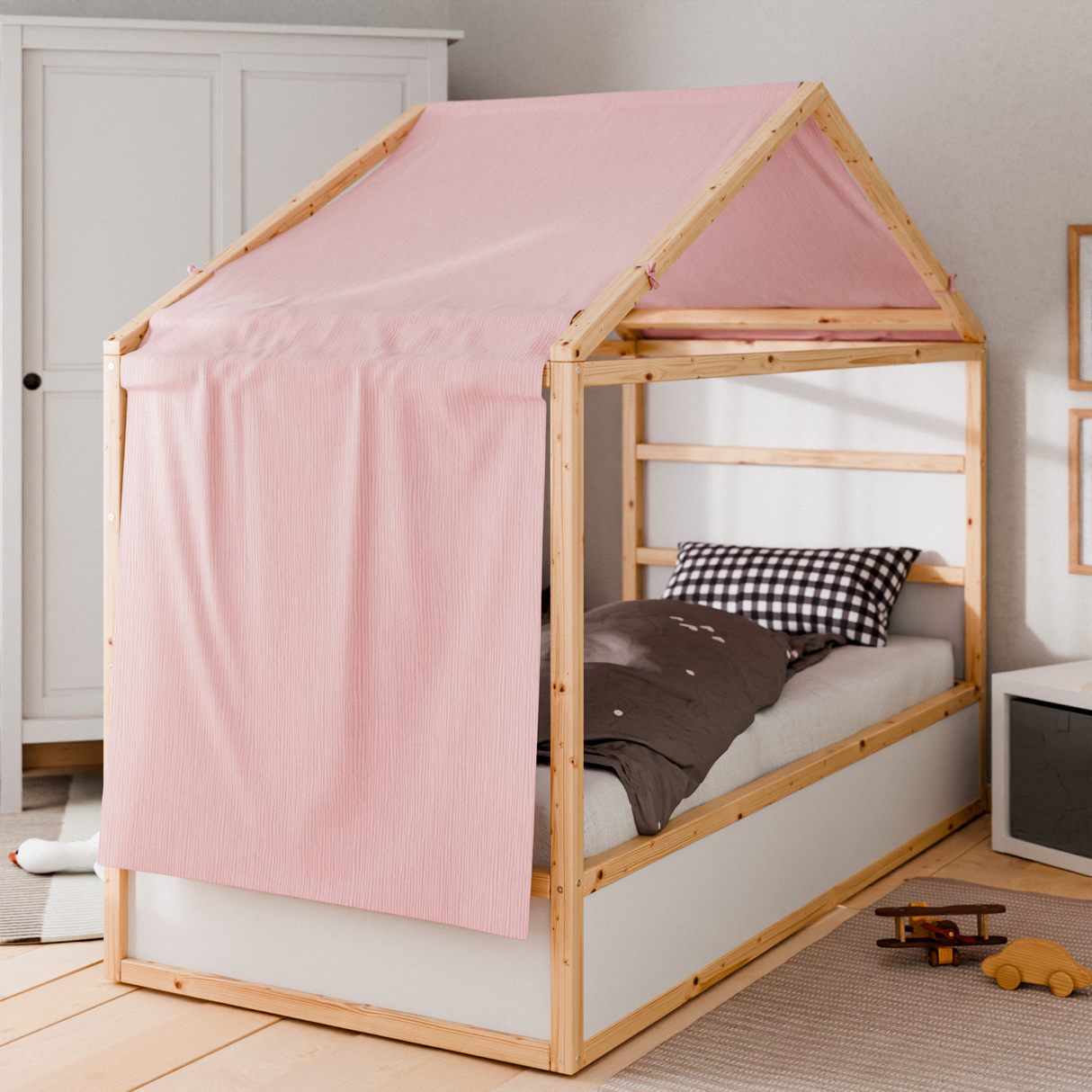 Stoffdach „Lillevilla“ für IKEA Kura Bett Stoffdach Clutter Cover