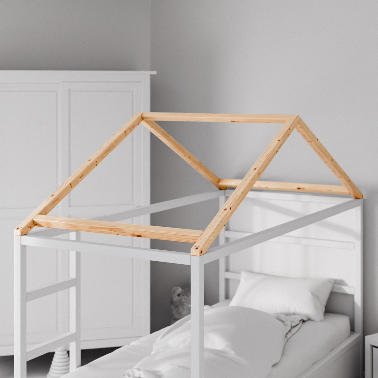 Dach „Lillevilla“ für IKEA Kura Bett, Matratze unten Holzdach für Kura Clutter Cover