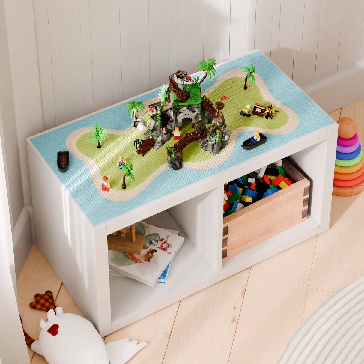 Bauplatte "Lillvik" für IKEA Kallax Regal kompatibel mit LEGO® Steinen, XXL Spieltisch Grundplatte zum Aufkleben Kallax Grundplatte für Klemmbausteine Clutter Cover