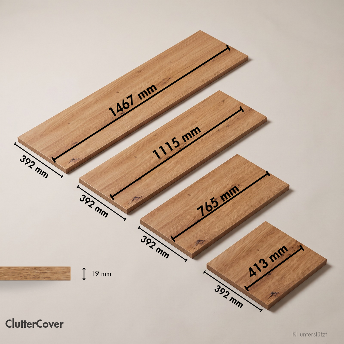 Holzplatte für IKEA Kallax Regal 1er, 2er, 3er oder 4er - Eiche Deckplatte Holzplatte Clutter Cover