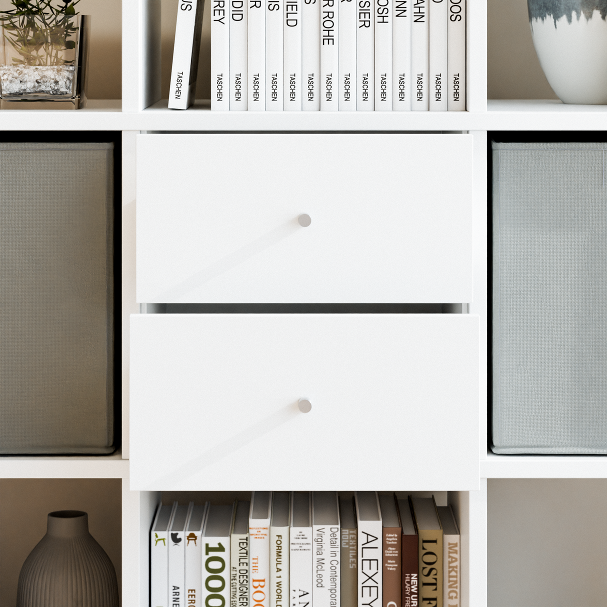 IKEA Kallax Einsatz mit 2 Schubladen, weiß - 33 x 33cm Schubladen Clutter Cover