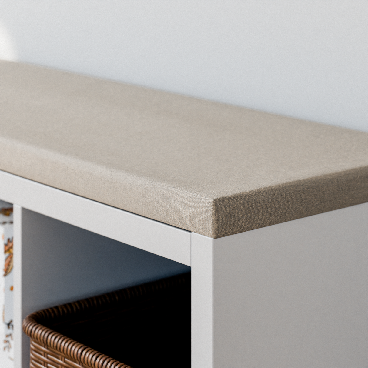 Sitzauflage für Ikea Kallax Regal, Beige, mit abnehmbarem Bezug - für 2er, 3er oder 4er Sitzbank Clutter Cover