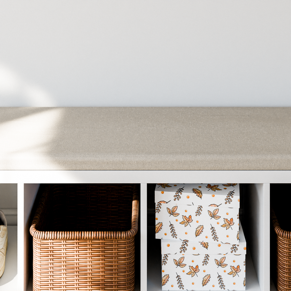 Sitzauflage für Ikea Kallax Regal, Beige, mit abnehmbarem Bezug - für 2er, 3er oder 4er Sitzbank Clutter Cover