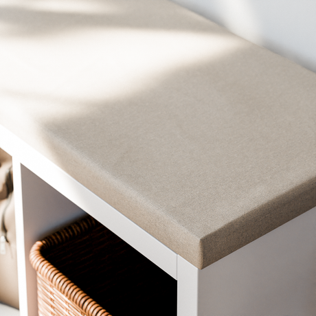 Sitzkissen nach Maß, 4cm starke Sitzauflage in Beige oder Grau, Länge bis 300cm, Breite bis 50cm Beige Sitzauflage Clutter Cover