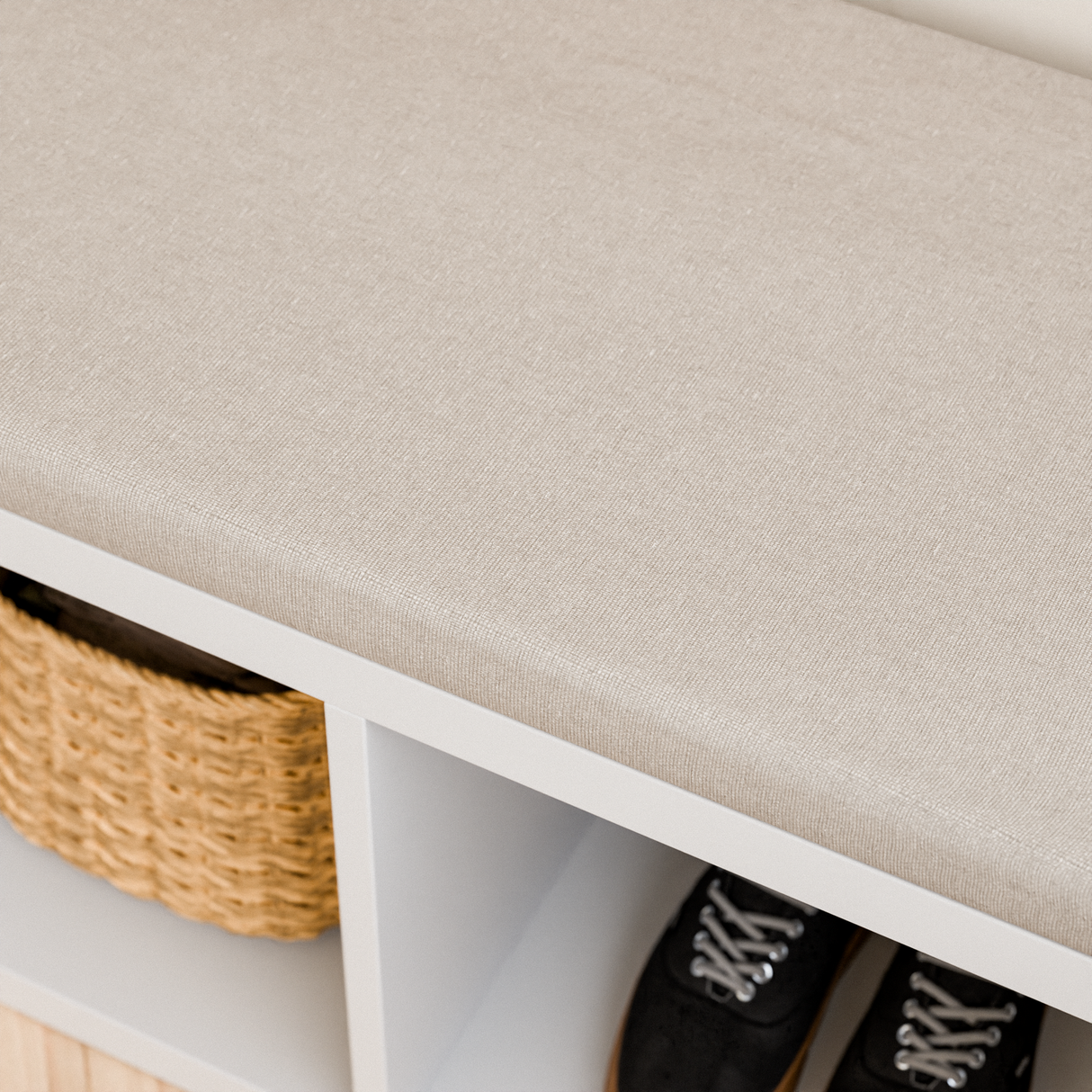 Sitzauflage für Ikea Kallax Regal, Beige, mit abnehmbarem Bezug - für 2er, 3er oder 4er Sitzbank Clutter Cover