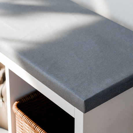 Sitzkissen nach Maß, 4cm starke Sitzauflage in Beige oder Grau, Länge bis 300cm, Breite bis 50cm Grau Sitzauflage Clutter Cover