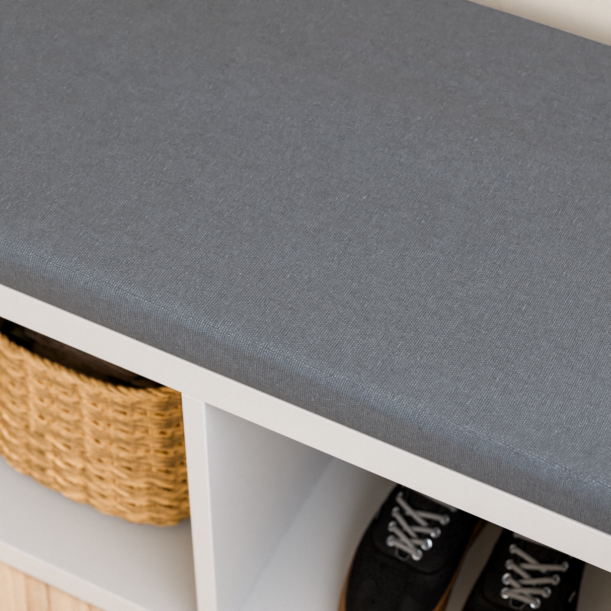 Sitzauflage für Ikea Kallax Regal, Grau, mit abnehmbarem Bezug - für 2er, 3er oder 4er Sitzauflage Clutter Cover