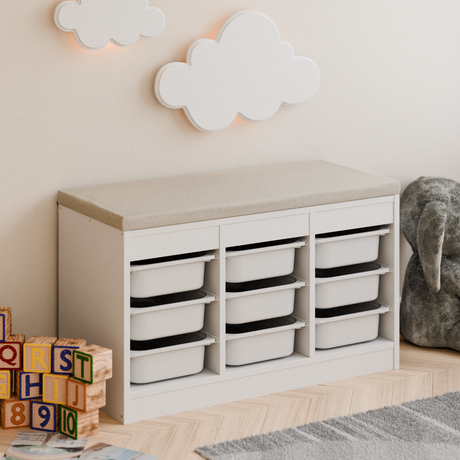 Sitzauflage für Ikea Trofast Regal in Grau oder Beige mit abnehmbarem Bezug Beige Sitzpolster Clutter Cover