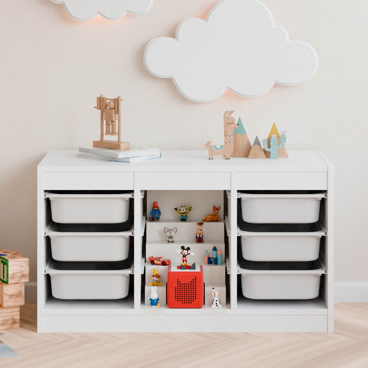 Tonie Regal für IKEA Trofast - Magnetische Treppe zur Aufbewahrung von Tonie Figuren Tonie Regal Clutter Cover